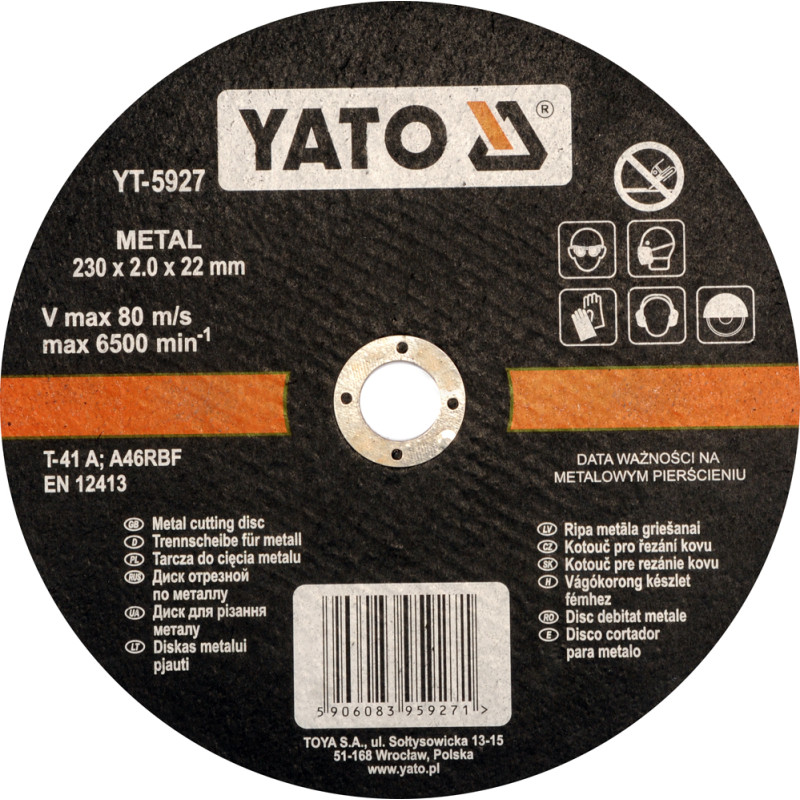 Tarcza do cięcia metalu 230x2,0x22 mm - Yato